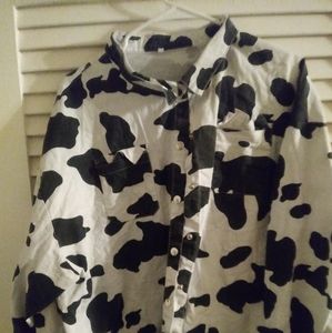Cute Cow Print Denim Jacket